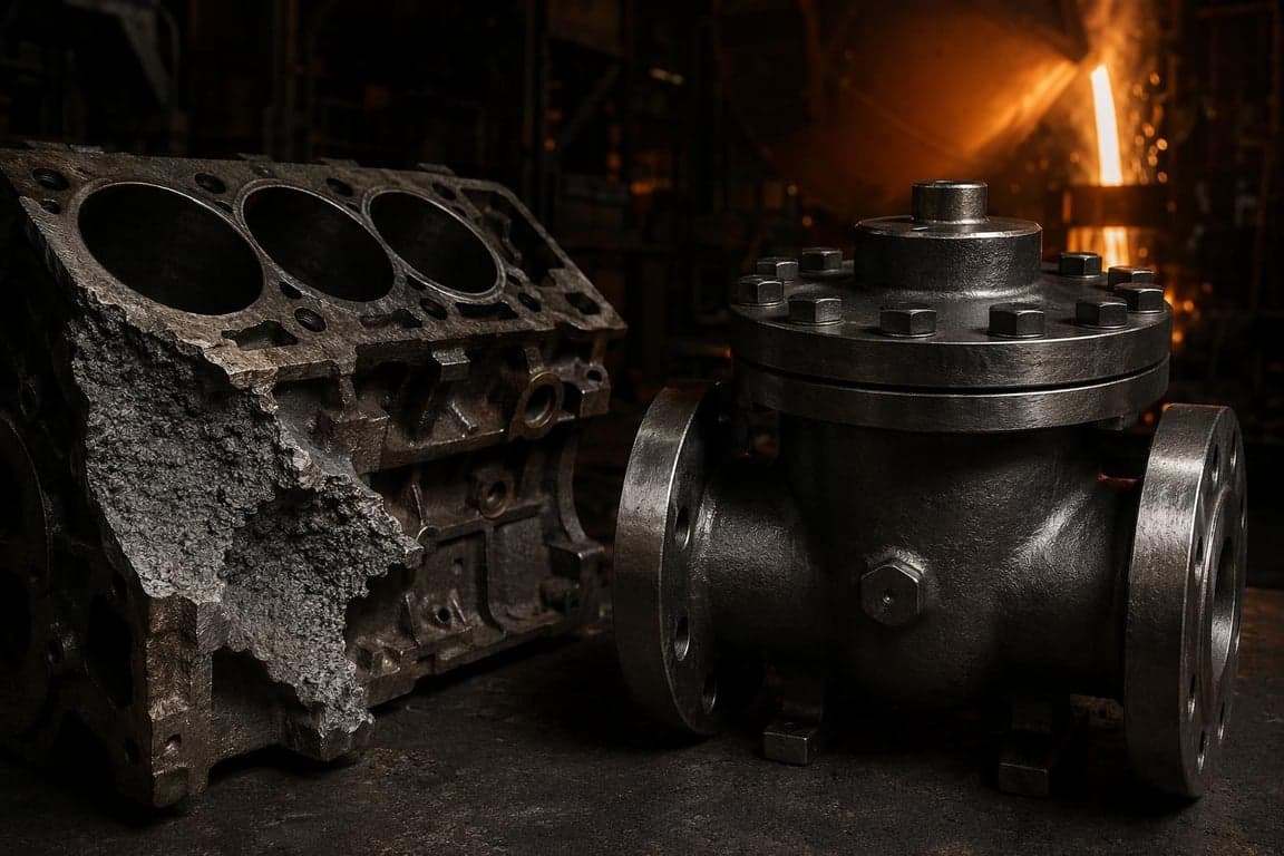 Comparison of the fracture surface and structure of grey cast iron and cast steel components